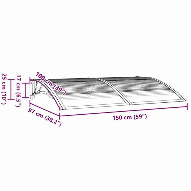 vidaXL ドアキャノピー ブラック 150x100 cm ポリカーボネート製ホーム&ガーデン 芝&ガーデン アウトドアリビング 窓・ドア用日除け/オーニング(代引不可)【送料無料】_6
