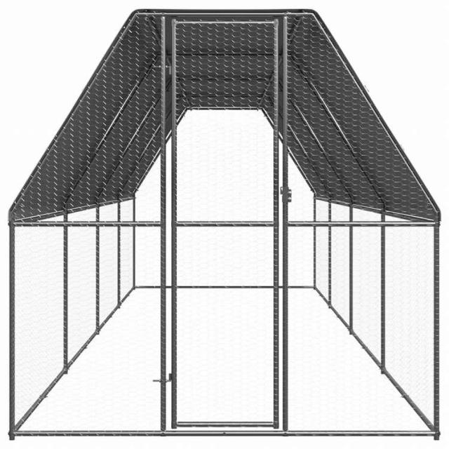 vidaXL 露天鶏掘っ建て小屋 2x8x2m ジンクメッキ鋼製毛の荒物&amp;愛玩動物装具 愛玩動物装具 小毛の荒物装具 小毛の荒物 繁殖・臥せ篭(代引不可)【貨物輸送無料】