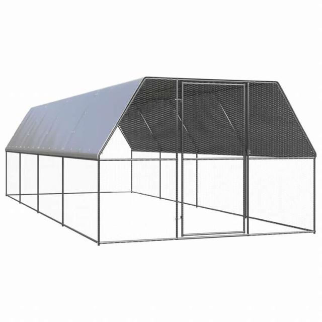 vidaXL 屋外鶏小屋 3x8x2m 亜鉛メッキ鋼製Animals & Pet Supplies ペット用品 小動物用品 小動物 飼育・ケージ(代引不可)【送料無料】