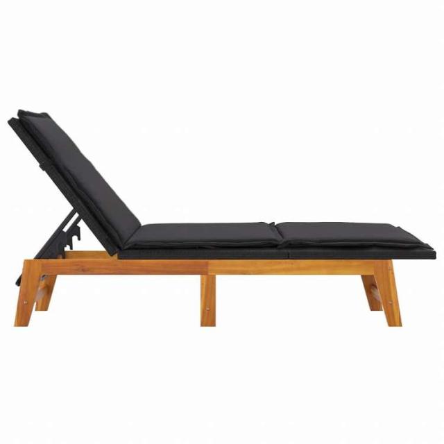 vidaXL ガーデンラウンジセット 3点 ポリラタン&アカシア材家具 アウトドア家具 屋外椅子 サンラウンジャー(代引不可)【送料無料】_5