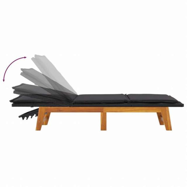 vidaXL ガーデンラウンジセット 3点 ポリラタン&アカシア材家具 アウトドア家具 屋外椅子 サンラウンジャー(代引不可)【送料無料】_6