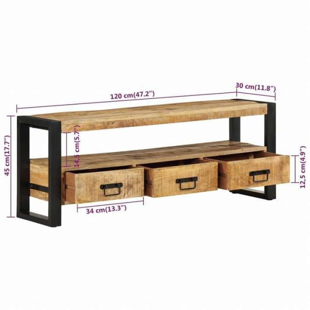 vidaXL テレビキャビネット 120x30x45 cm マンゴー無垢材家具 AVラック・テレビ台(代引不可)【送料無料】_6