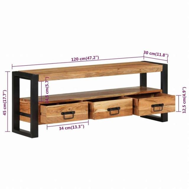 vidaXL テレビキャビネット 120x30x45 cm アカシア無垢材家具 AVラック・テレビ台(代引不可)【送料無料】_6