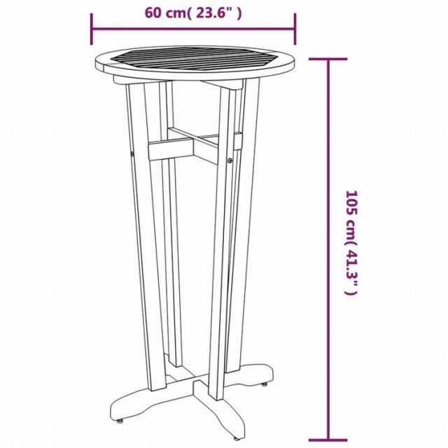 vidaXL ガーデンバーテーブル 直径60x105 cm アカシア無垢材家具 アウトドア家具 アウトドアテーブル(代引不可)【送料無料】_5