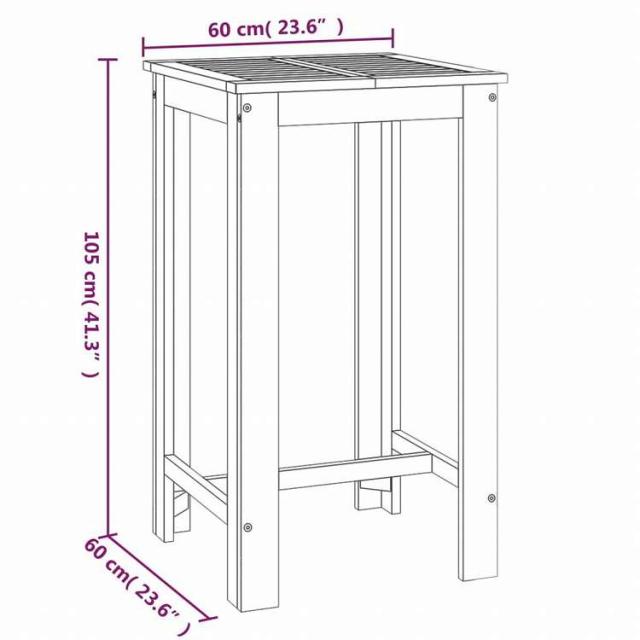 vidaXL ガーデンバーテーブル 60x60x105 cm アカシア無垢材家具 アウトドア家具 アウトドアテーブル(代引不可)【送料無料】_5