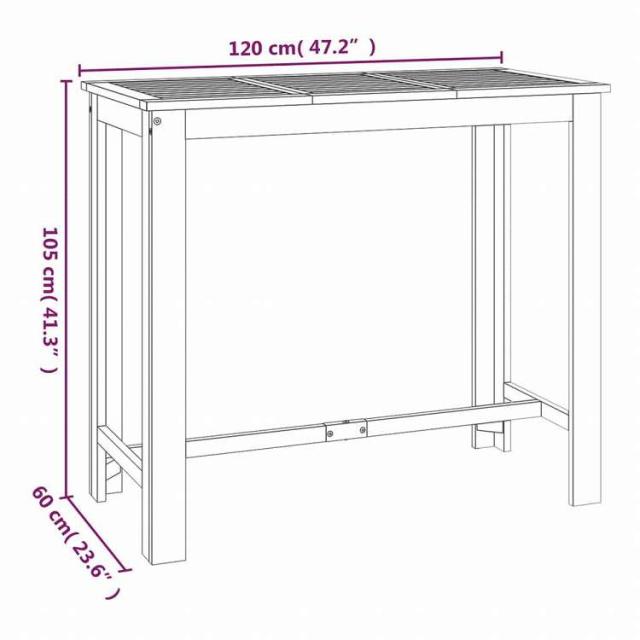 vidaXL ガーデンバーテーブル 120x60x105 cm アカシア無垢材家具 アウトドア家具 アウトドアテーブル(代引不可)【送料無料】_5