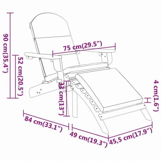 vidaXL アディロンダックガーデンチェア フットレスト付き アカシア無垢材家具 アウトドア家具 屋外椅子 アウトドアベンチチェア(代引不可)【送料無料】_7
