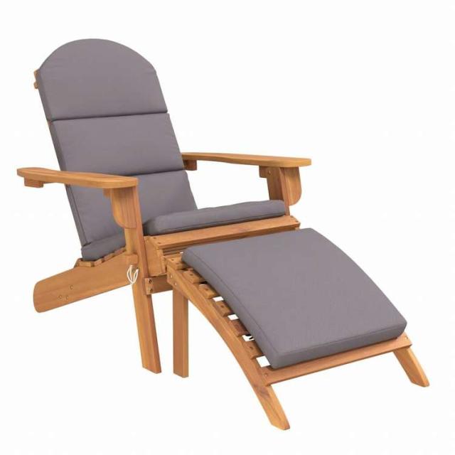 vidaXL アディロンダックガーデンチェア フットレスト付き アカシア無垢材家具 アウトドア家具 屋外椅子 アウトドアベンチチェア(代引不可)【送料無料】_1
