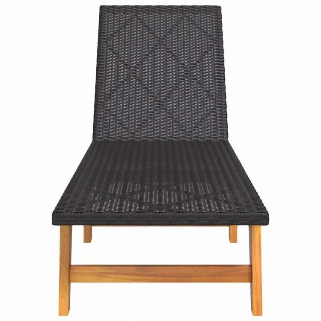 vidaXL サンラウンジャー ブラック&ブラウン ポリラタン&アカシア無垢材家具 アウトドア家具 屋外椅子 サンラウンジャー(代引不可)【送料無料】_3