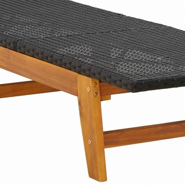 vidaXL サンラウンジャー ブラック&ブラウン ポリラタン&アカシア無垢材家具 アウトドア家具 屋外椅子 サンラウンジャー(代引不可)【送料無料】_7