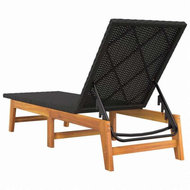 vidaXL サンラウンジャー テーブル付 ポリラタン&アカシア無垢材家具 アウトドア家具 屋外椅子 サンラウンジャー(代引不可)【送料無料】_6