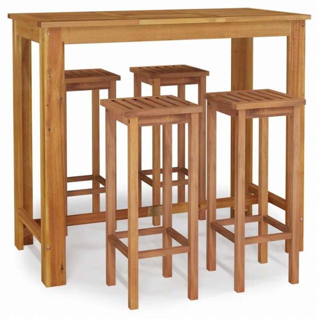 vidaXL ガーデンバーセット 5点セット アカシア無垢材家具 アウトドア家具 屋外家具セット(代引不可)【送料無料】_1