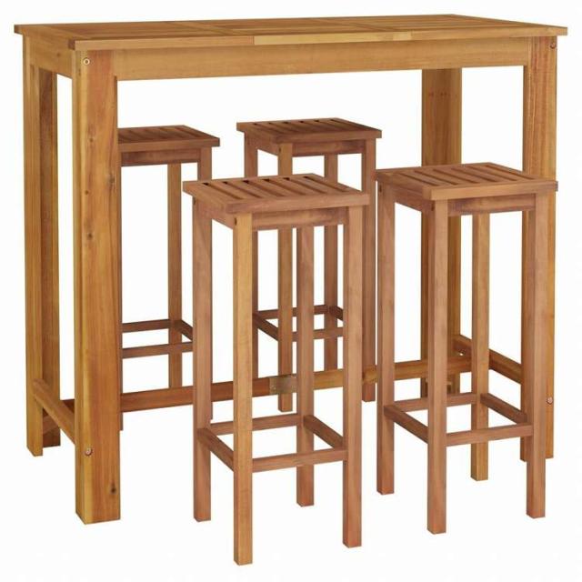 vidaXL ガーデンバーセット 5点セット アカシア無垢材家具 アウトドア家具 屋外家具セット(代引不可)【送料無料】_2