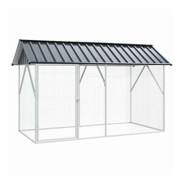 vidaXL バードケージ ストレージ付き アンスラサイト 227 x 112 x 141 cm 亜鉛めっき鋼 動物&ペット用品 ペット用品 鳥用品 取りかご・スタンド(代引不可)【送料無料】