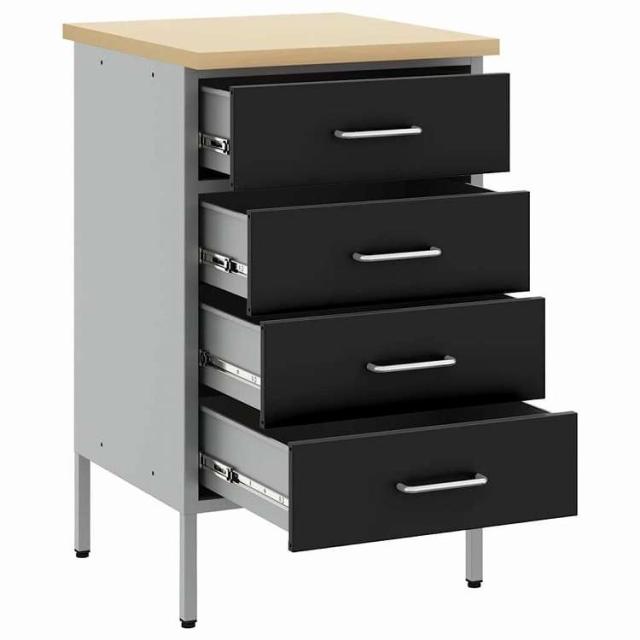 vidaXL 作業台 引き出し付き ストレージ付き 黒とグレー 50 x 55 x 85 cm エンジニアードウッドとスチール ハードウェア ハードウェアアクセサリ 工具収納・整理整頓 ワークベンチ(代引不可)【送料無料】_3