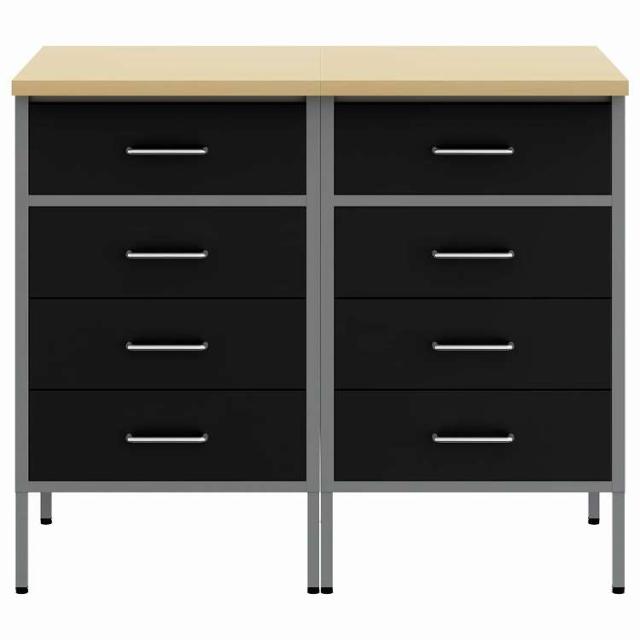 vidaXL 作業キャビネット 引き出し付き 2 pcs 黒とグレー 100 x 55 x 85 cm エンジニアードウッドとスチール ハードウェア ハードウェアアクセサリ 工具収納・整理整頓(代引不可)【送料無料】_5
