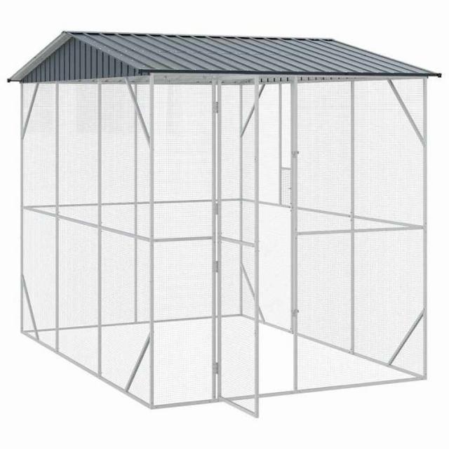 vidaXL バードケージ ストレージ付き アンスラサイト 227 x 310 x 247 cm 亜鉛めっき鋼 動物&ペット用品 ペット用品 鳥用品 取りかご・スタンド(代引不可)【送料無料】_3