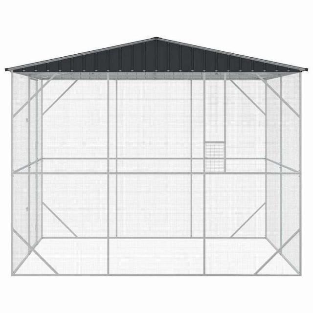 vidaXL バードケージ ストレージ付き アンスラサイト 227 x 310 x 247 cm 亜鉛めっき鋼 動物&ペット用品 ペット用品 鳥用品 取りかご・スタンド(代引不可)【送料無料】_6