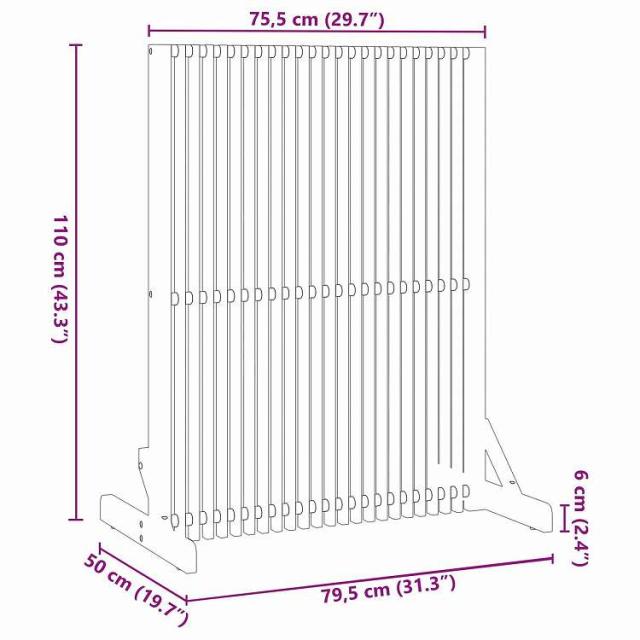 vidaXL プライバシースクリーン ブラウン 79.5 x 50 x 110 cm アカシア無垢材 家具 間仕切り(代引不可)【送料無料】_5