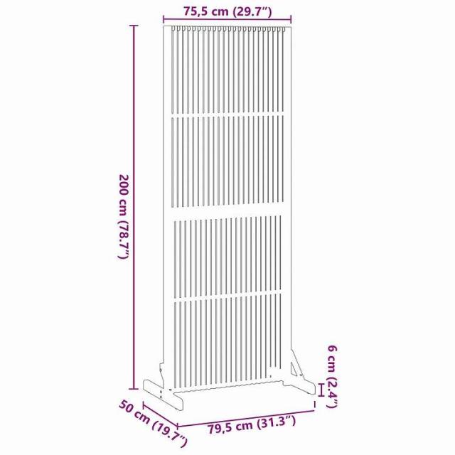 vidaXL プライバシースクリーン ブラウン 79.5 x 50 x 200 cm アカシア無垢材 家具 間仕切り(代引不可)【送料無料】_5