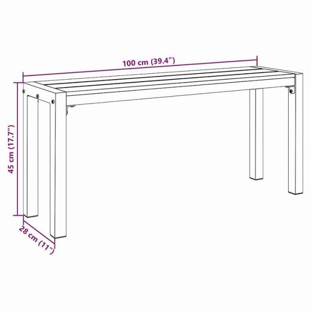 vidaXL ガーデンベンチ ブラック 100 x 28 x 45cm スチール 家具 アウトドア家具 屋外椅子 アウトドアベンチ(代引不可)【送料無料】_6