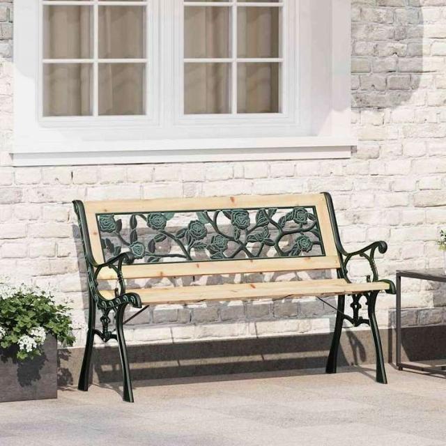 vidaXL ガーデンベンチ クッション付き ブラウン 116 x 54 x 73 cm 木材 家具 アウトドア家具 屋外椅子 アウトドアベンチ(代引不可)【送料無料】_1