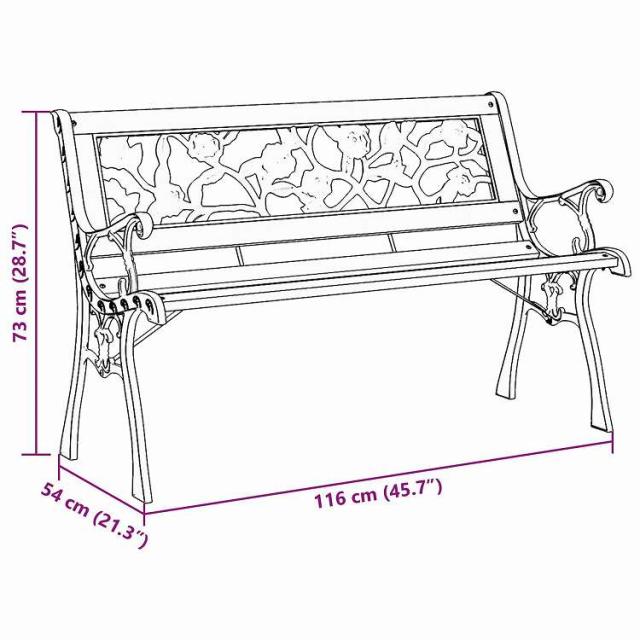 vidaXL ガーデンベンチ クッション付き ブラウン 116 x 54 x 73 cm 木材 家具 アウトドア家具 屋外椅子 アウトドアベンチ(代引不可)【送料無料】_7
