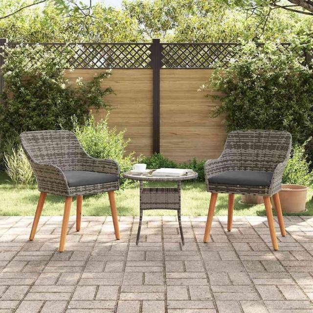 vidaXL ガーデンチェア クッション付き 2 pcs 灰色 62.5 x 55 x 82 cm ポリラタン 家具 アウトドア家具 屋外椅子 アウトドアベンチチェア(代引不可)【送料無料】_1
