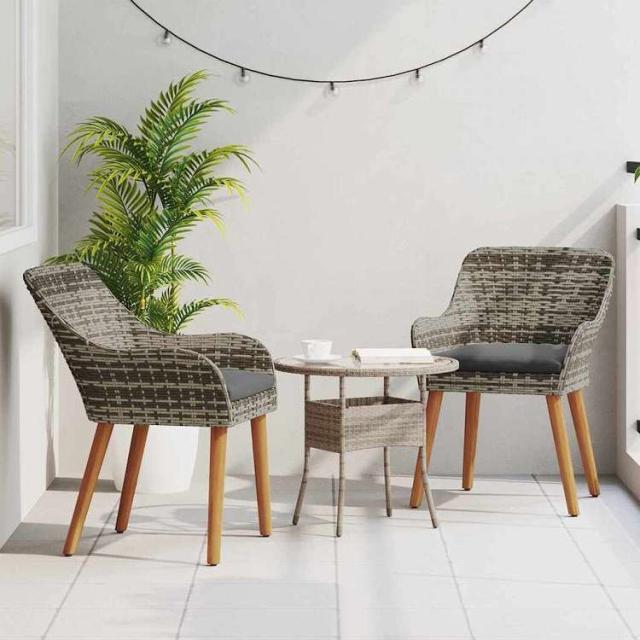 vidaXL ガーデンチェア クッション付き 2 pcs 灰色 62.5 x 55 x 82 cm ポリラタン 家具 アウトドア家具 屋外椅子 アウトドアベンチチェア(代引不可)【送料無料】_2