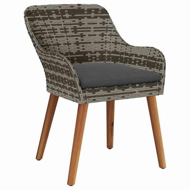 vidaXL ガーデンチェア クッション付き 2 pcs 灰色 62.5 x 55 x 82 cm ポリラタン 家具 アウトドア家具 屋外椅子 アウトドアベンチチェア(代引不可)【送料無料】_3