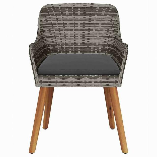 vidaXL ガーデンチェア クッション付き 2 pcs 灰色 62.5 x 55 x 82 cm ポリラタン 家具 アウトドア家具 屋外椅子 アウトドアベンチチェア(代引不可)【送料無料】_4