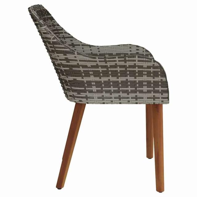 vidaXL ガーデンチェア クッション付き 2 pcs 灰色 62.5 x 55 x 82 cm ポリラタン 家具 アウトドア家具 屋外椅子 アウトドアベンチチェア(代引不可)【送料無料】_5