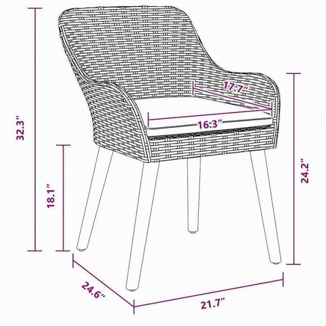 vidaXL ガーデンチェア クッション付き 2 pcs 灰色 62.5 x 55 x 82 cm ポリラタン 家具 アウトドア家具 屋外椅子 アウトドアベンチチェア(代引不可)【送料無料】_9