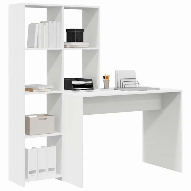 vidaXL デスク 棚で ストレージ付き ホワイト 138.5 x 55 x 143 cm エンジニアリングウッド 家具 オフィス家具 デスク(代引不可)【送料無料】_2