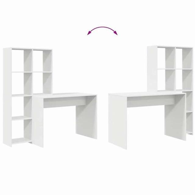 vidaXL デスク 棚で ストレージ付き ホワイト 138.5 x 55 x 143 cm エンジニアリングウッド 家具 オフィス家具 デスク(代引不可)【送料無料】_8