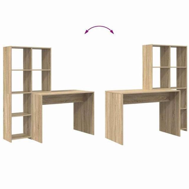 vidaXL デスク 棚で ストレージ付き ソノマオーク 138.5 x 55 x 143 cm エンジニアリングウッド 家具 オフィス家具 デスク(代引不可)【送料無料】_8
