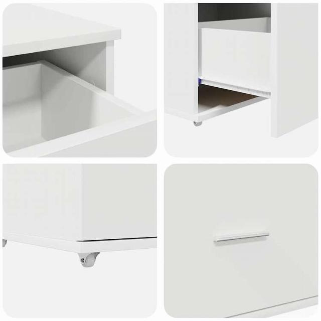 vidaXL デスク 引き出し付き 棚で ストレージ付き ホワイト 131.5 x 50 x 106.5 cm エンジニアリングウッド 家具 オフィス家具 デスク(代引不可)【送料無料】_8