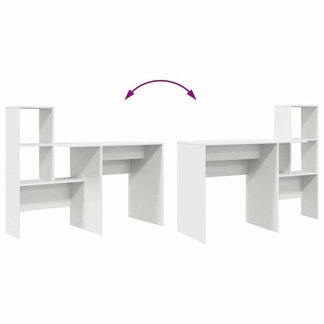 vidaXL デスク 引き出し付き 棚で ストレージ付き ホワイト 131.5 x 50 x 106.5 cm エンジニアリングウッド 家具 オフィス家具 デスク(代引不可)【送料無料】_9