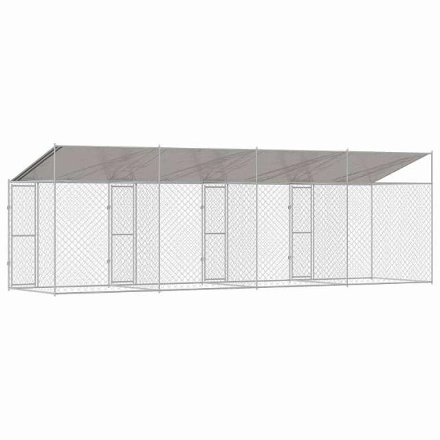 vidaXL 屋根付き犬用ケージ シルバー 800 x 200 x 256 cm スチールとPE 動物&ペット用品 ペット用品 犬用品 犬小屋・ドッグラン(代引不可)【送料無料】_5