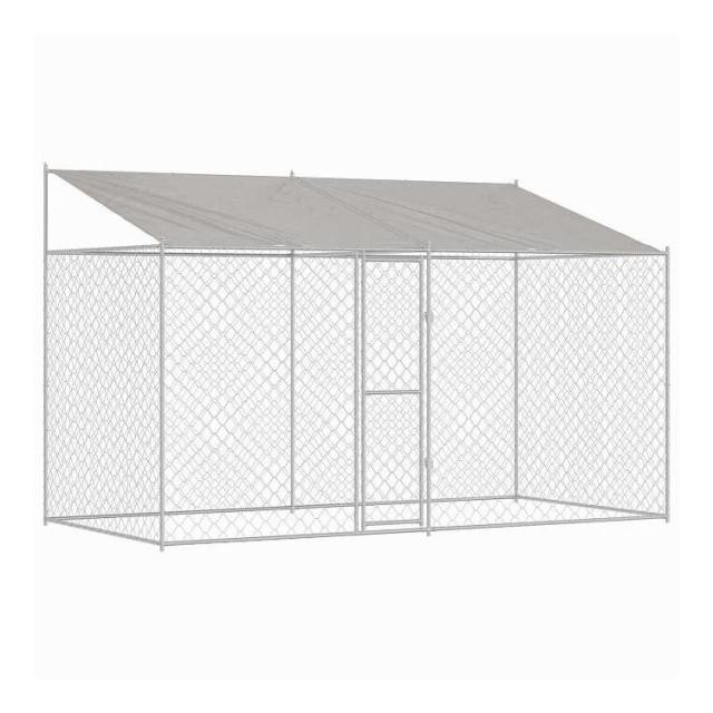 vidaXL 屋根付き犬用ケージ シルバー 400 x 200 x 256 cm スチールとPE 動物&ペット用品 ペット用品 犬用品 犬小屋・ドッグラン(代引不可)【送料無料】