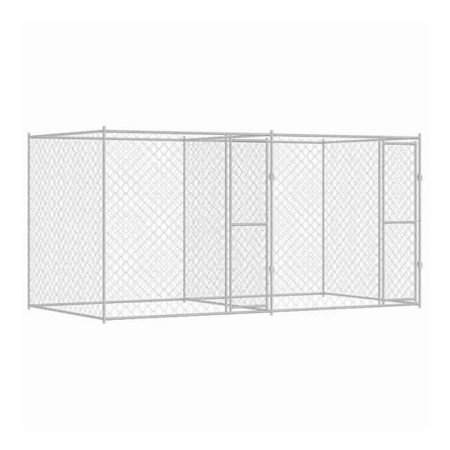 vidaXL 犬用ケージ シルバー 400 x 200 x 200 cm 亜鉛めっき鋼 動物&amp;ペット用品 ペット用品 犬用品 犬小屋・ドッグラン(代引不可)【送料無料】