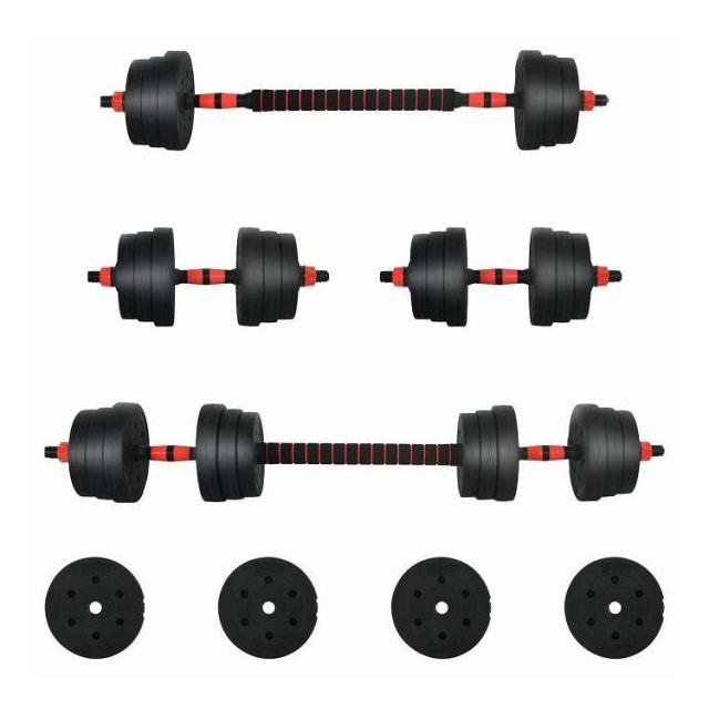 vidaXL 2-in-1ダンベルセット 30kg 黒と赤 セメントと鉄砂 スポーツグッズ エクササイズ&フィットネス ウエイトリフティング フリーウェイト(代引不可)【送料無料】