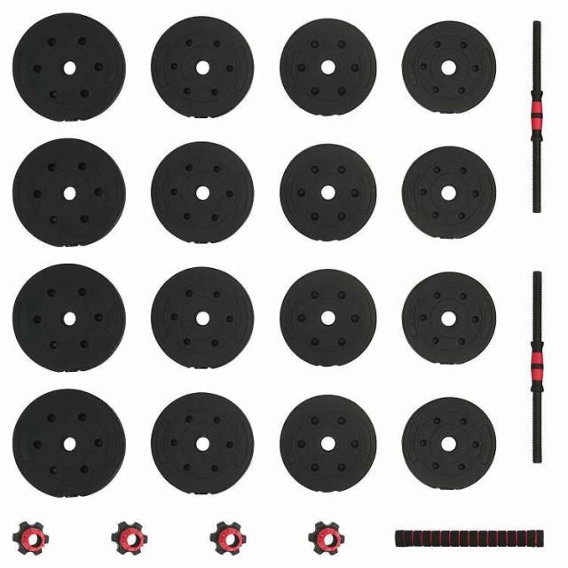 vidaXL 2-in-1ダンベルセット 30kg 黒と赤 セメントと鉄砂 スポーツグッズ エクササイズ&フィットネス ウエイトリフティング フリーウェイト(代引不可)【送料無料】_6