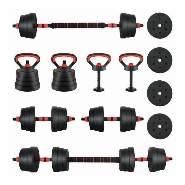 vidaXL 4-in-1ダンベルセット 30kg 黒と赤 セメントと鉄砂 スポーツグッズ エクササイズ&フィットネス ウエイトリフティング フリーウェイト(代引不可)【送料無料】