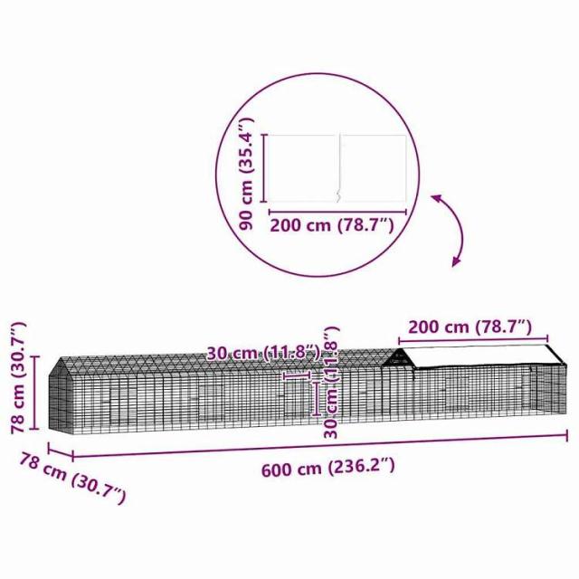 vidaXL ウサギケージ シルバー 400 x 78 x 78 cm 亜鉛めっき鋼 動物&ペット用品 ペット用品 小動物用品 小動物 飼育・ケージ(代引不可)【送料無料】_11
