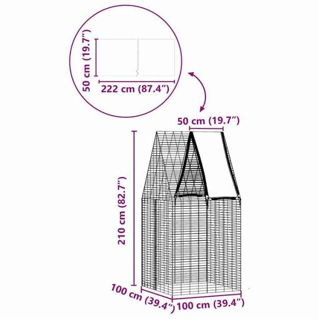 vidaXL 家兎臥せ篭 しろがね色 100 x 100 x 210 糎 ジンクめっき鋼 毛の荒物&amp;愛玩動物装具 愛玩動物装具 小毛の荒物装具 小毛の荒物 繁殖・臥せ篭(代引不可)【貨物輸送無料】