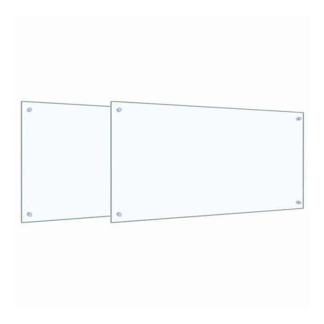 vidaXL キッチンスプラッシュバック 2 pcs トランスペアレント 100 x 50 cm 強化ガラス ホーム&ガーデン キッチン&ダイニング キッチンツール&調理器具(代引不可)【送料無料】