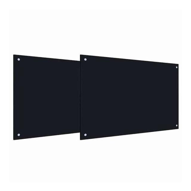 vidaXL キッチンスプラッシュバック 2 pcs ブラック 90 x 50 cm 強化ガラス ホーム&amp;ガーデン キッチン&amp;ダイニング キッチンツール&amp;調理器具(代引不可)【送料無料】