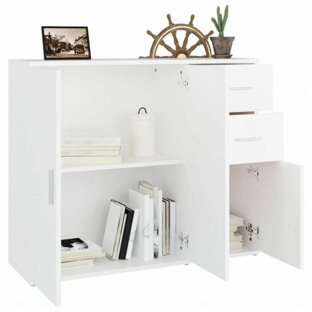 vidaXL サイドボード ホワイト 91x29.5x75cm エンジニアリングウッド家具 キャビネット&収納 サイドボード(代引不可)【送料無料】_3