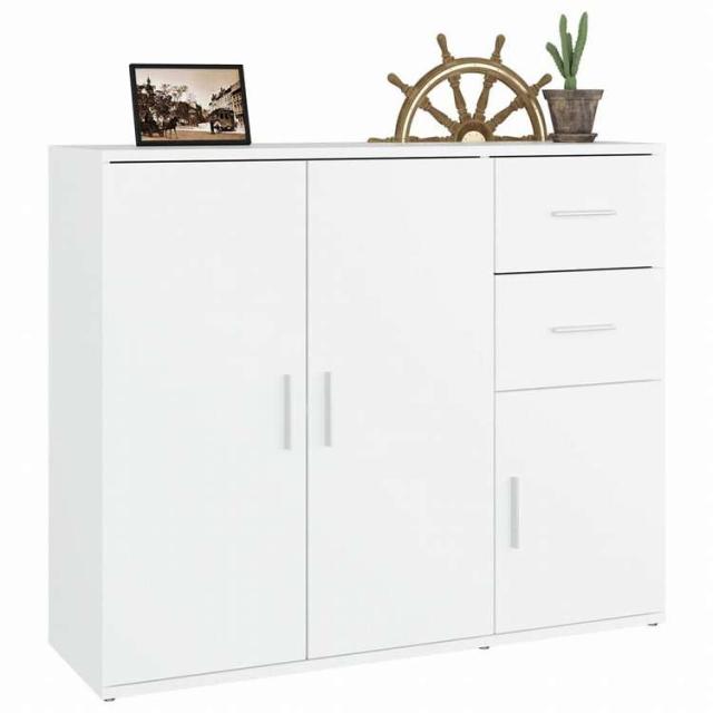 vidaXL サイドボード ホワイト 91x29.5x75cm エンジニアリングウッド家具 キャビネット&収納 サイドボード(代引不可)【送料無料】_4